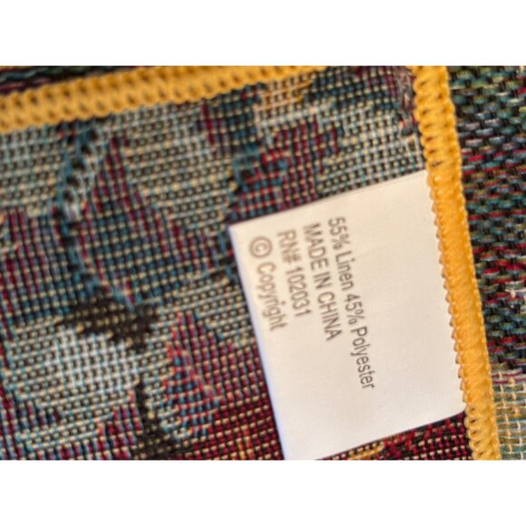 Fabric Tapestry Table Runner Tassels Fruit Grapes, Cherry , Apple , Pear 52x13 - Picture 8 of 9